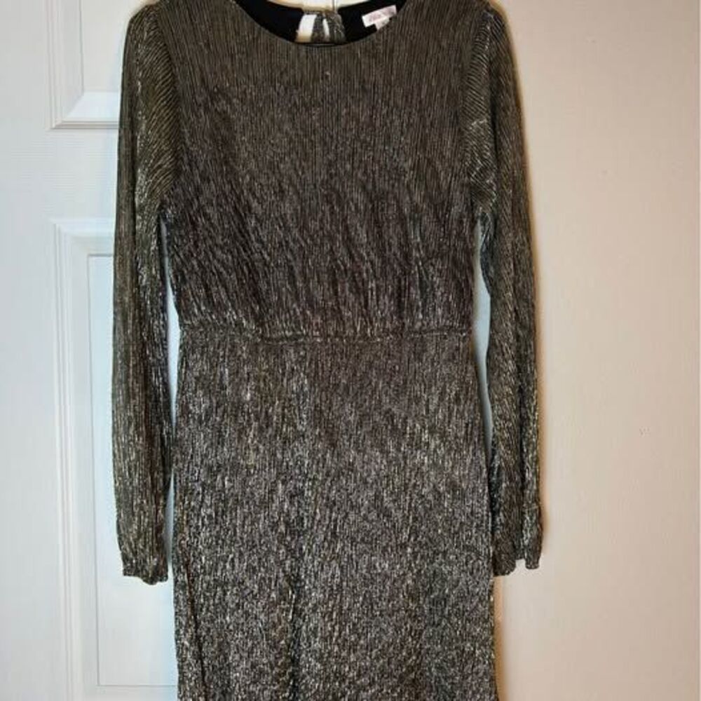 Xhilaration Gold Metallic Long Sleeve Dress